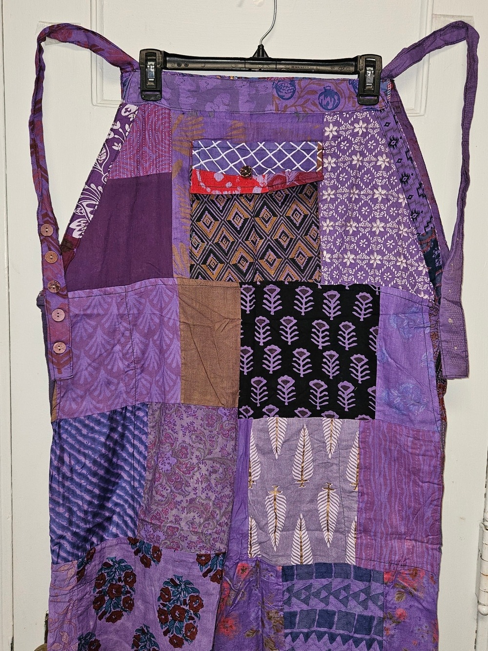 Boho Purple Patchwork Apron Jumpsuit - Picture 3 of 10